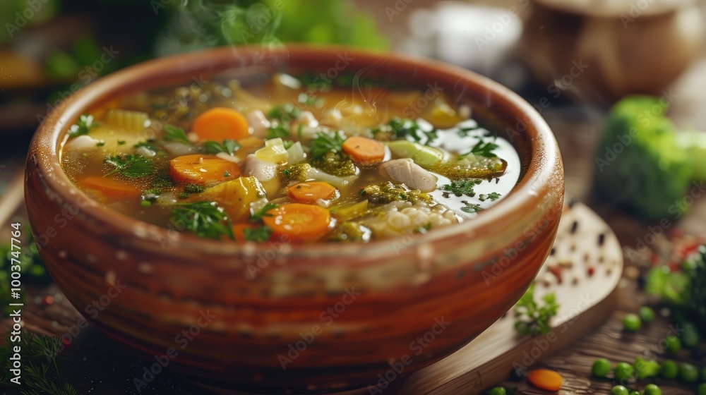 Aufkleber vegetable soup is a soup made from vegetables as the main ingredients carrots mustard greens cabbage