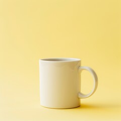 Simple White Mug on Yellow Background
