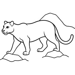 Graceful Mountain Lion Roaming Freely in a Beautiful Natural Habitat Vector Illustration
