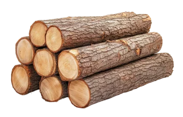 Selbstklebende Fototapeten Stack of logs with natural texture, isolated on transparent cutout background © PNGuin Studio