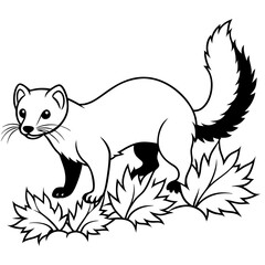 Sable Martin Slinking Through Dense Snowy Landscape in a Beautiful Vector Illustration
