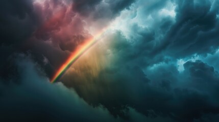 Fototapeta premium Rainbow Cutting Through Thick Storm Clouds