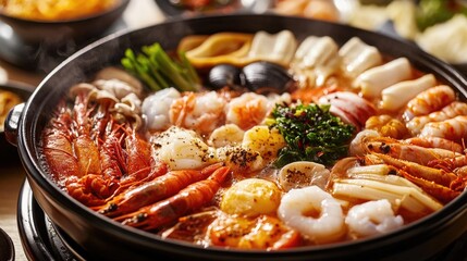 Fresh Seafood Platter in a Hot Pot