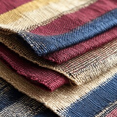 Textured fabric with colorful stripes, white isolate background.