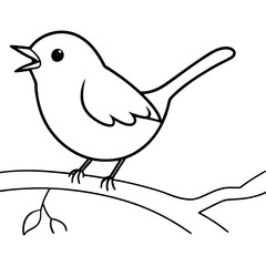 Whimsical Tiny Winter Wren Perched Amongst Snowflakes in a Vector Design
