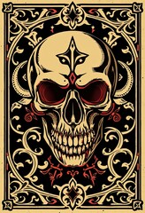 Dark Fantasy Art of Haunted Wallpaper Featuring Gothic Elements and Old-Fashioned Horror Aesthetics for Scary Vintage Illustrations