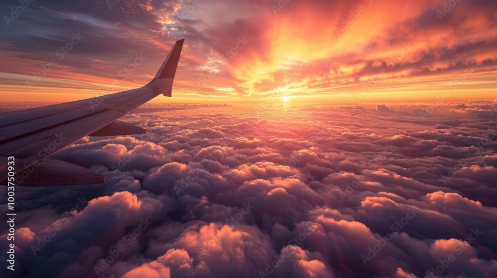 Canvas Prints Breathtaking View from a Plane Above Colorful Clouds