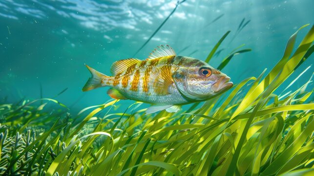 Serranus scriba over posidonia photo