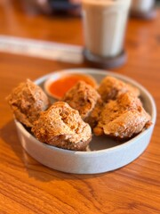 crispy fried tofu in plate