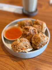 crispy fried tofu in plate
