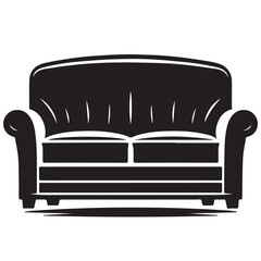 sofa silhouette - vector image of sofa  - comfortable sofa - setting sofa -black & white sofa