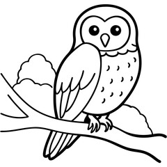Vector Illustration of a Barred Owl on a Majestic Tree Branch
