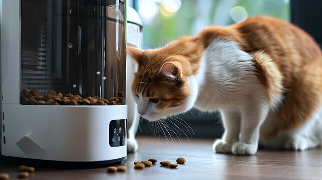 Automated pet feeder with portion control and scheduling for keeping pets healthy and happy.