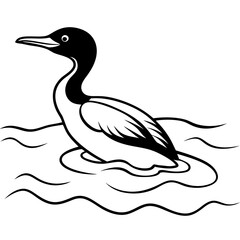 Stunning Vector Illustration of Cormorant Diving Beneath the Waves
