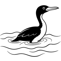 Cormorant Diving Gracefully Vector Illustration of Aquatic Hunter in Action
