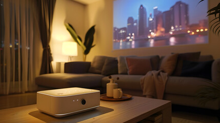 Cutting-edge smart projector with built-in streaming apps and sleek design for modern entertainment systems.