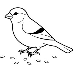 European Goldfinch Feeding with Delight Vector Illustration of Its Habitat
