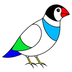 Playful Gouldian Finch Perched on a Branch Vector Artwork for Bird Lovers
