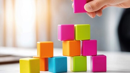 Obraz premium Colorful Building Blocks Arrangement