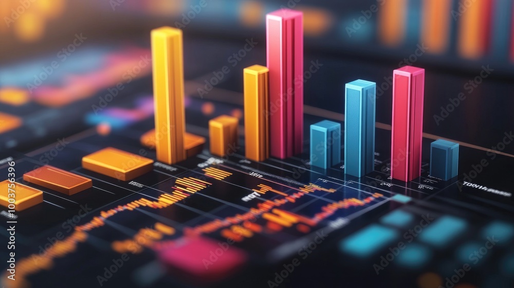 Poster colorful data visualization with graphs and charts