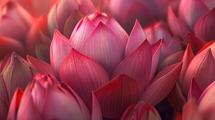 A closeup shot of closed buds of pink lotus flowers