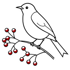 Frosty Landscape with a Charming Robin Vector Art for Seasonal Decor
