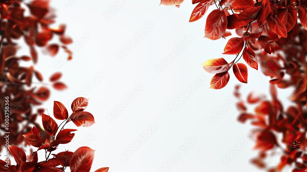 Poster Red leaf frame corner element