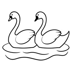 Dreamy Swans Gliding on a Sunset Pond Vector Illustration for Calm Ambiance
