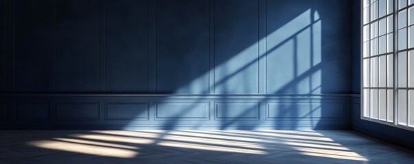 Obraz premium Sunlit empty room with large windows, serene