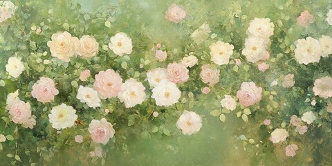 A soft, dreamy composition featuring delicate flowers in pastel colors, creating a serene, enchanting floral arrangement.