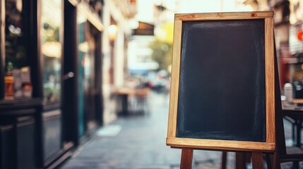 Blank Chalkboard Sign in Front of a Cafe