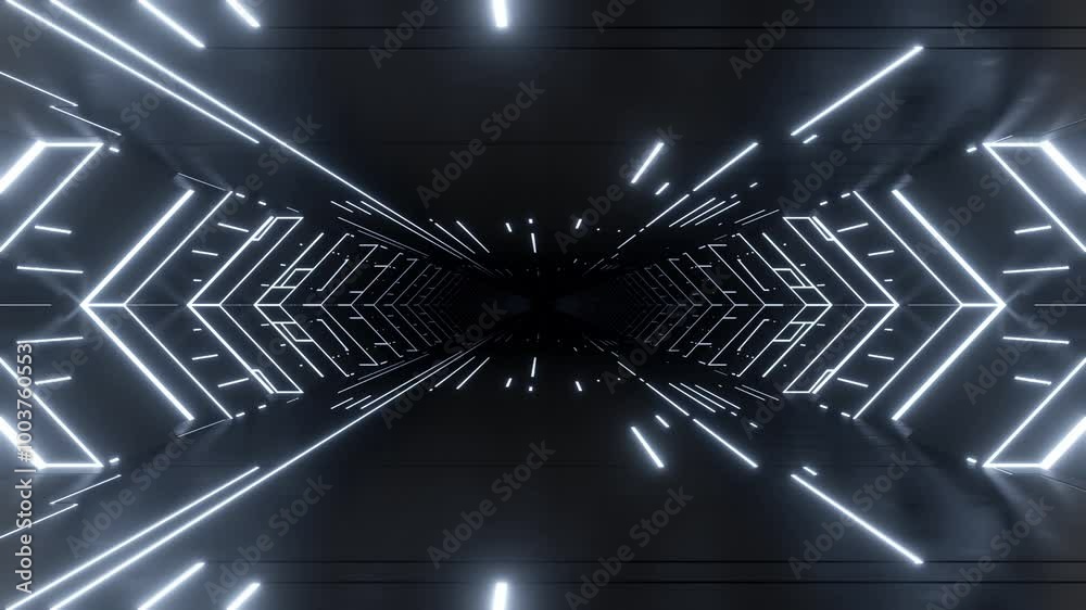 Poster 3d rendering of dark abstract sci-fi tunnel, Futuristic spaceship corridor. Loop animation
