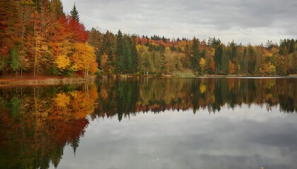 Tranquil Autumn Forest with Serene Lake