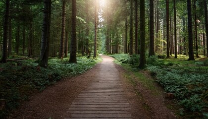 Obraz premium Serene Pathway Through Forest