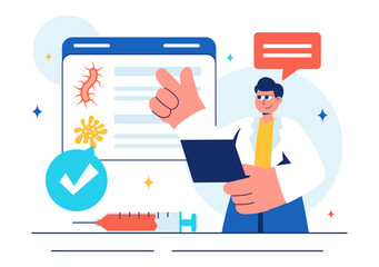 Immunologist Vector Illustration Showing the Immune Protection System Helping People Fight Infections and Harmful Bacteria in a Flat Style Background