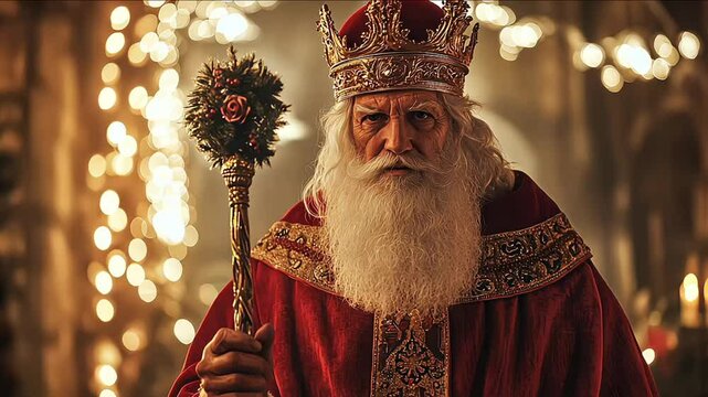 Saint Nicholas or Sinterklaas portrait. Christmas season. Dutch and Belgian Christmas holiday traditions