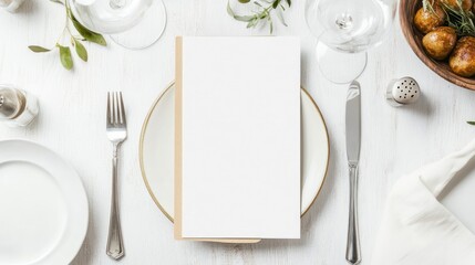 Elegant Table Setting with Blank Menu