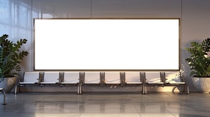 Blank billboard at airport waiting room