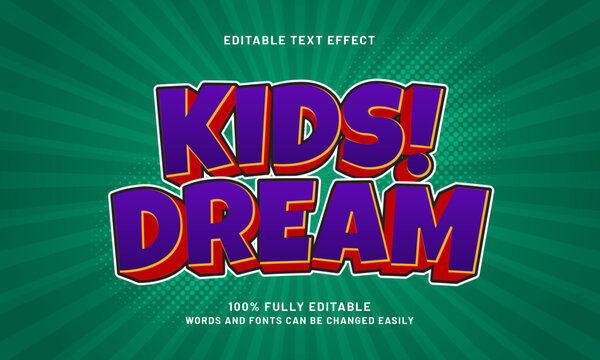 kids dream editable text effects with a kids and happy theme