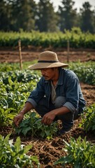 A farm worker harvests crops, emphasizing the vital role of agriculture in sustaining communities and economies.