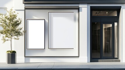 Blank storefront with two large frames