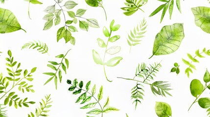 Fern leaves on white background