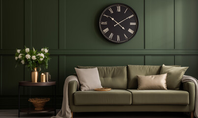 Green interior modern design Mockup , 3d rendering