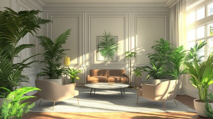 Fototapeta premium A sophisticated parlor room with neoclassical features