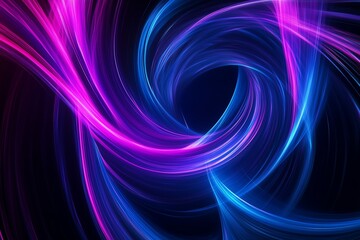 Abstract swirling lines of neon blue and purple, creating a dynamic sense of motion on a black background.