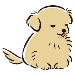 おじぎをしている犬の手描きイラスト