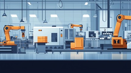 Fototapeta premium Robotic arms working efficiently in a modern manufacturing facility during daylight hours