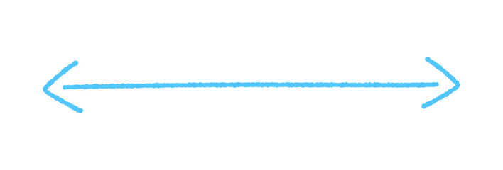 手書きの横に長い双方向の矢印 - シンプルでおしゃれな細い水色の線のデザイン素材