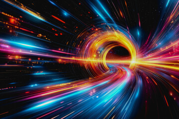 Obraz premium Futuristic space vortex with glowing tech elements