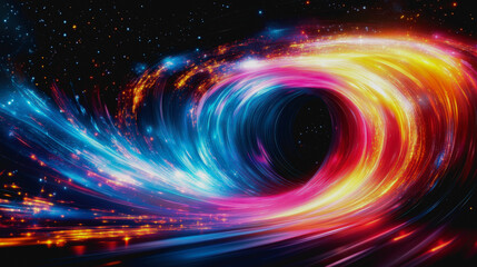 Futuristic space vortex with glowing tech elements